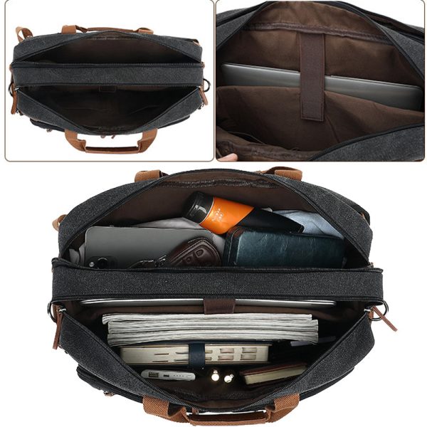 Multi Function Canvas Backpack Fit 17 in Laptop - Image 2