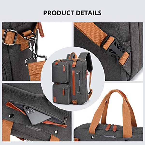 Multi Function Canvas Backpack Fit 17 in Laptop - Image 3