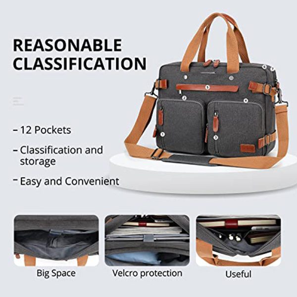 Multi Function Canvas Backpack Fit 17 in Laptop - Image 4