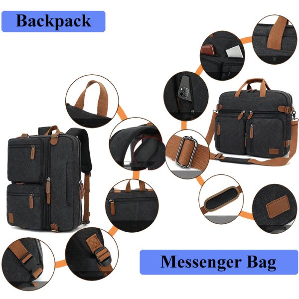 Multi Function Canvas Backpack Fit 17 in Laptop - Image 8