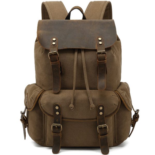 Canvas Backpack Drawstring Bookbag Fit 15.6in Laptop - Image 8