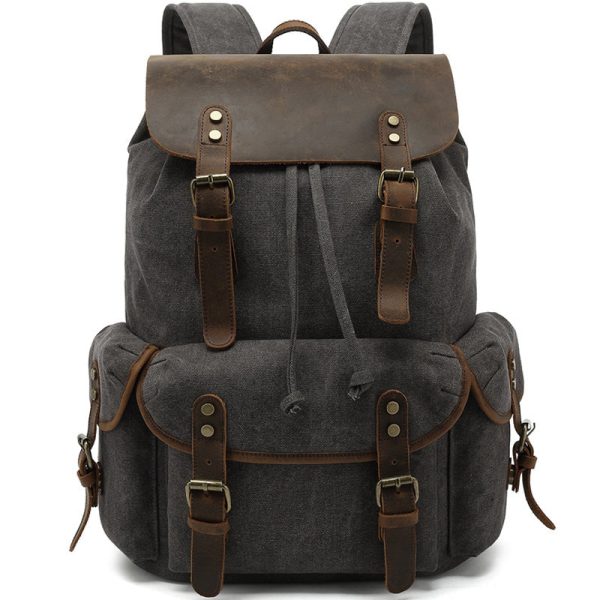 Canvas Backpack Drawstring Bookbag Fit 15.6in Laptop - Image 7