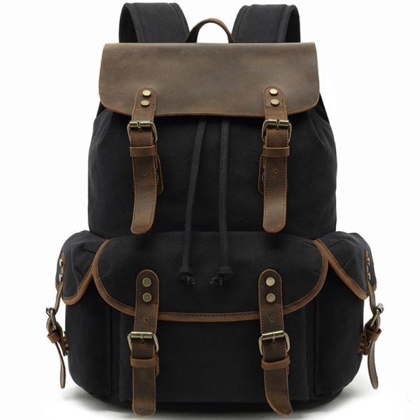 Canvas Backpack Drawstring Bookbag Fit 15.6in Laptop - Image 6