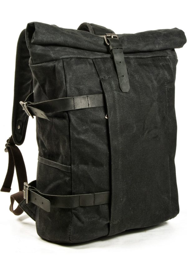 Anti-theft Canvas Laptop Backpack Roll Top