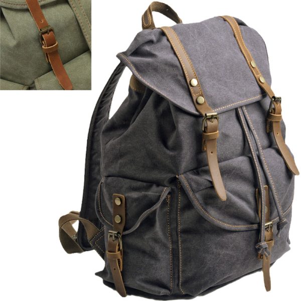 Military Canvas Backpack Students Drawstring Bookbag - Image 5