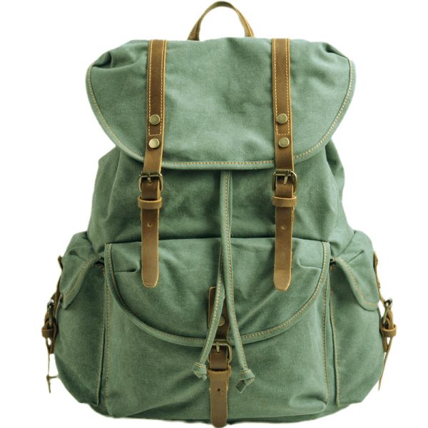 Military Canvas Backpack Students Drawstring Bookbag - Image 9