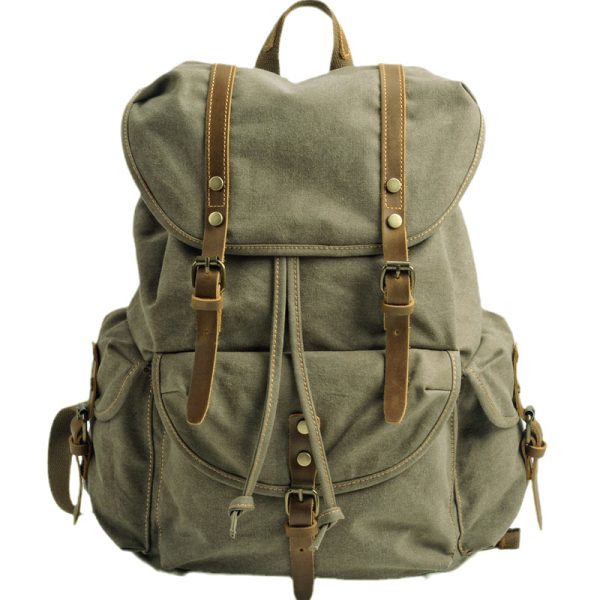Military Canvas Backpack Students Drawstring Bookbag - Image 8