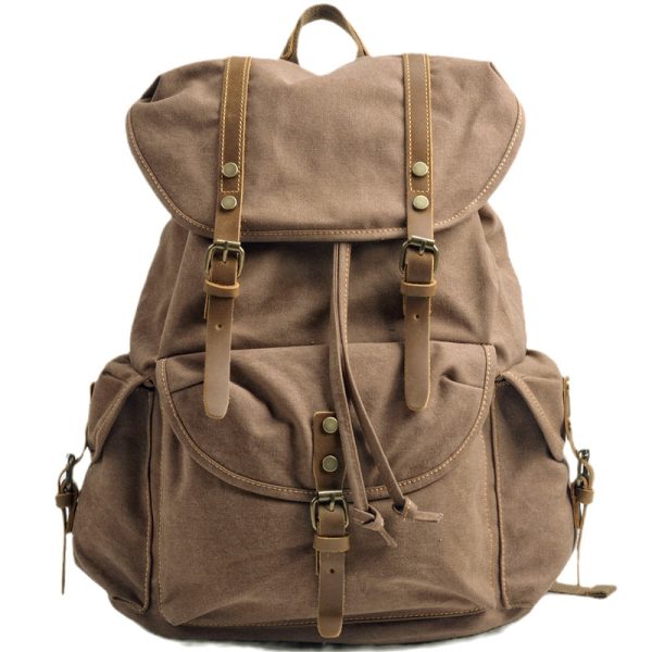 Military Canvas Backpack Students Drawstring Bookbag - Image 6