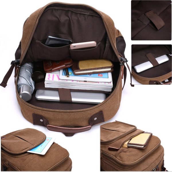 Mens Canvas Backpack Laptop Bookbag - Image 2
