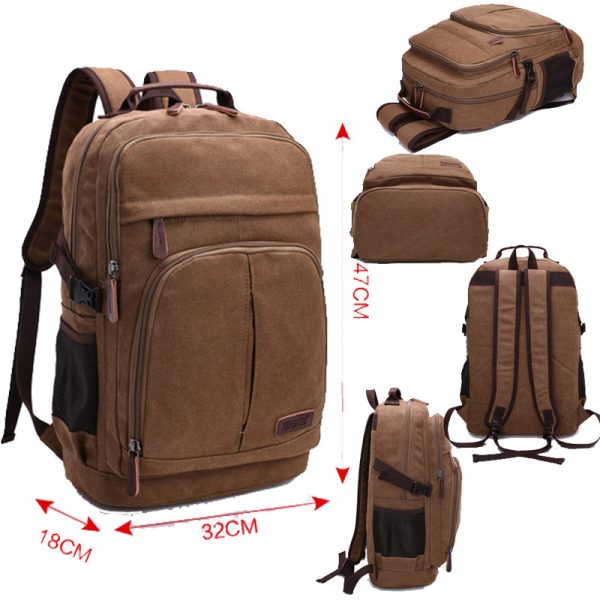 Mens Canvas Backpack Laptop Bookbag - Image 3