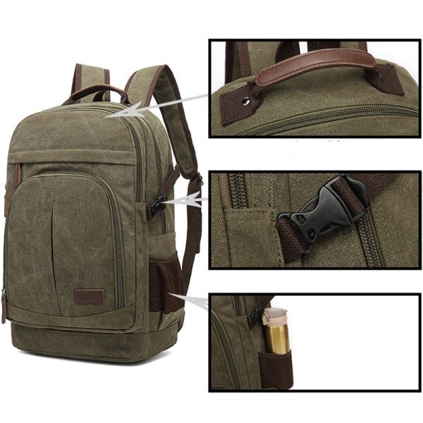 Mens Canvas Backpack Laptop Bookbag - Image 4