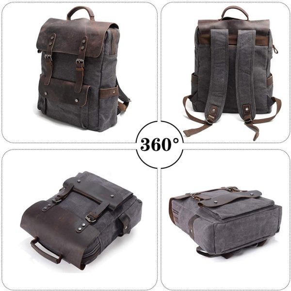Waterproof Canvas Backpack Men Large Travel Rucksack - Image 3
