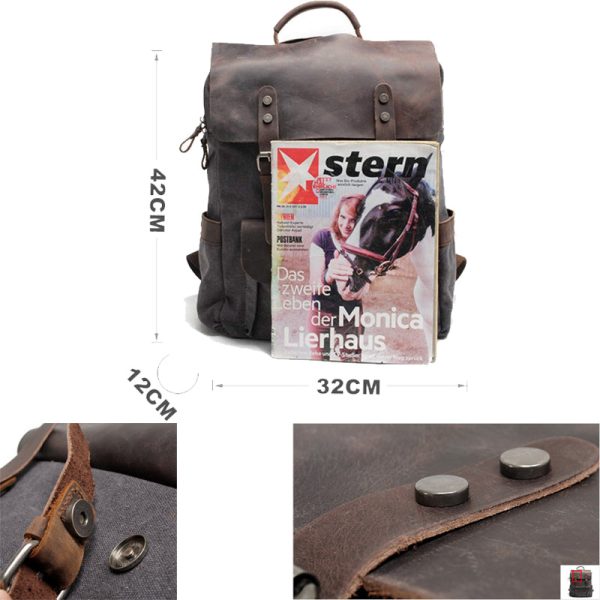 Waterproof Canvas Backpack Men Large Travel Rucksack - Image 4