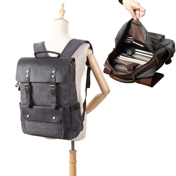 Waterproof Canvas Backpack Men Large Travel Rucksack - Image 6