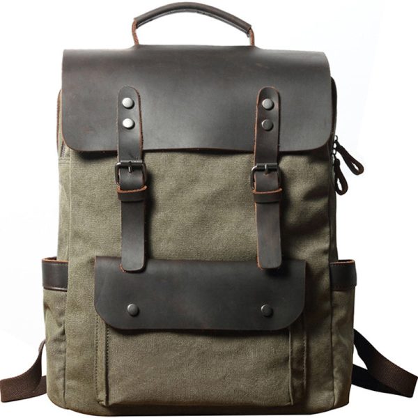 Waterproof Canvas Backpack Men Large Travel Rucksack - Image 7