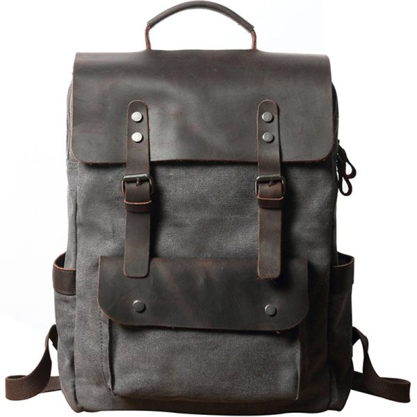 Waterproof Canvas Backpack Men Large Travel Rucksack - Image 9