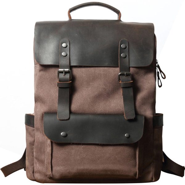 Waterproof Canvas Backpack Men Large Travel Rucksack - Image 10