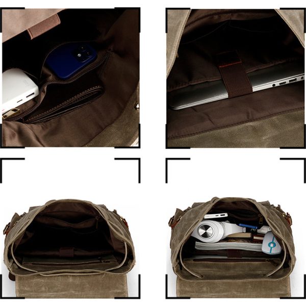 Drawstring Canvas Backpack Travel Laptop Bookbag - Image 4