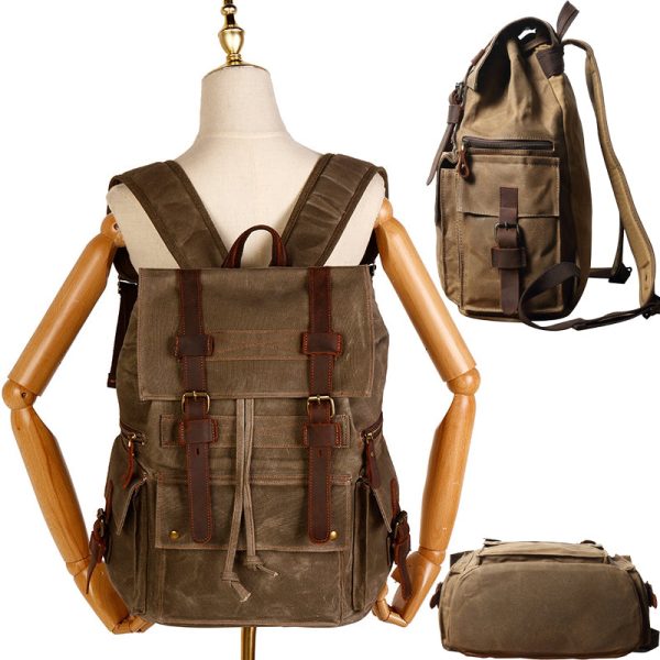 Drawstring Canvas Backpack Travel Laptop Bookbag - Image 5