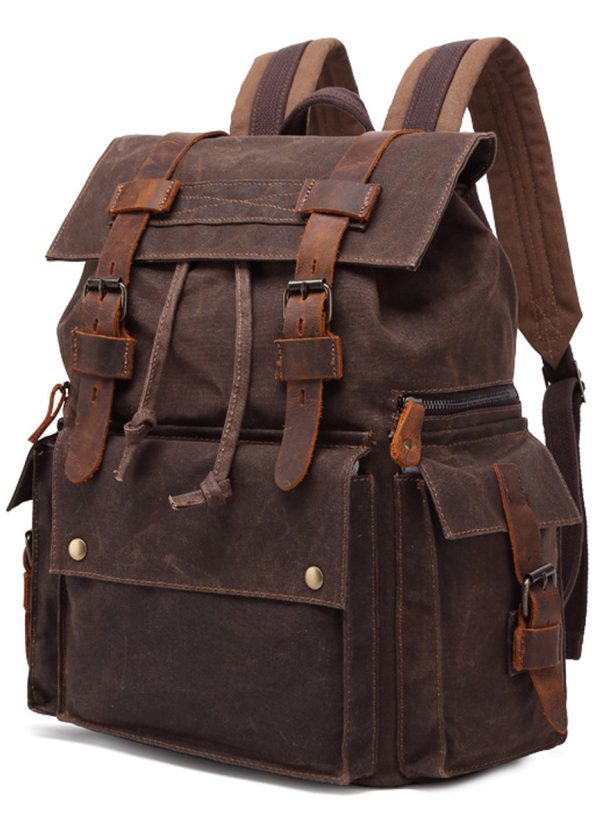 Drawstring Canvas Backpack Travel Laptop Bookbag