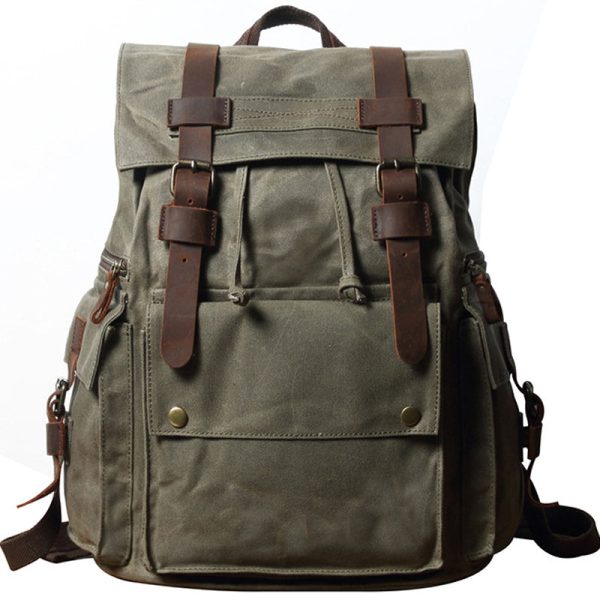 Drawstring Canvas Backpack Travel Laptop Bookbag - Image 7