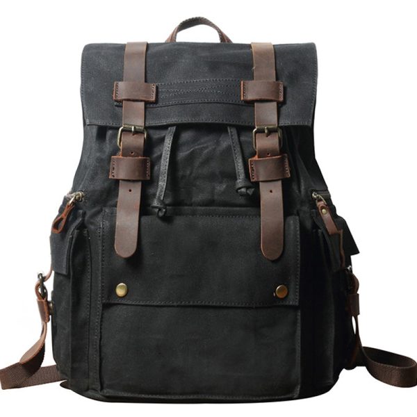 Drawstring Canvas Backpack Travel Laptop Bookbag - Image 8