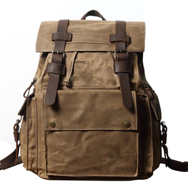 Drawstring Canvas Backpack Travel Laptop Bookbag - Image 10