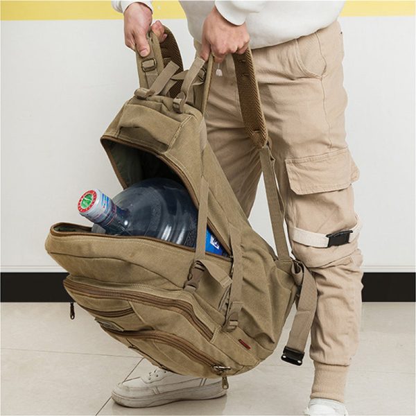 Men Canvas Backpack Large Capacity Ruckpack - Image 2