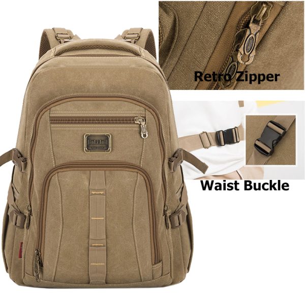 Men Canvas Backpack Large Capacity Ruckpack - Image 6