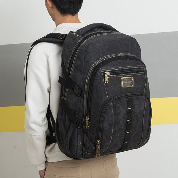 Men Canvas Backpack Large Capacity Ruckpack - Image 9
