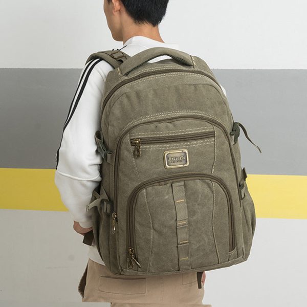 Men Canvas Backpack Large Capacity Ruckpack - Image 8