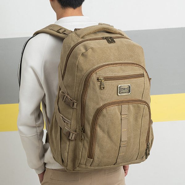 Men Canvas Backpack Large Capacity Ruckpack - Image 7