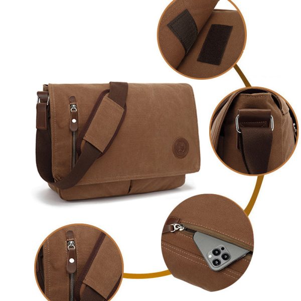 Vintage Canvas Messenger Bag 15.6 in Laptp Bag - Image 3