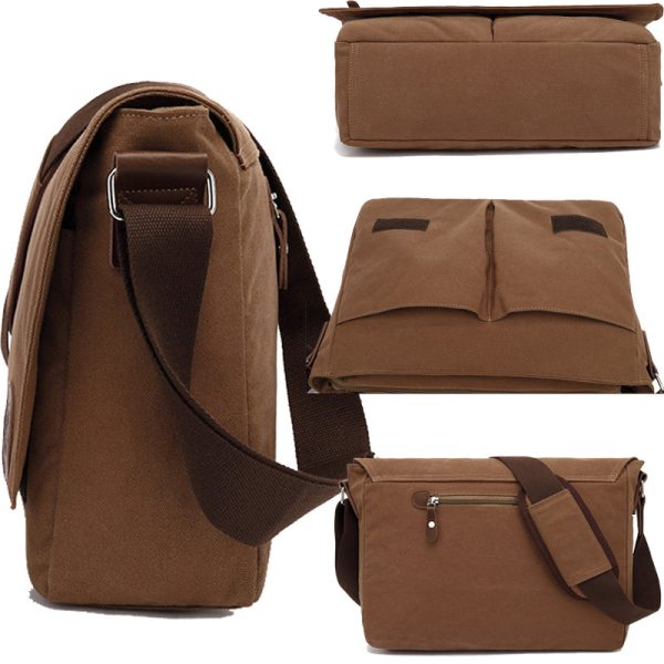 Vintage Canvas Messenger Bag 15.6 in Laptp Bag - Image 4