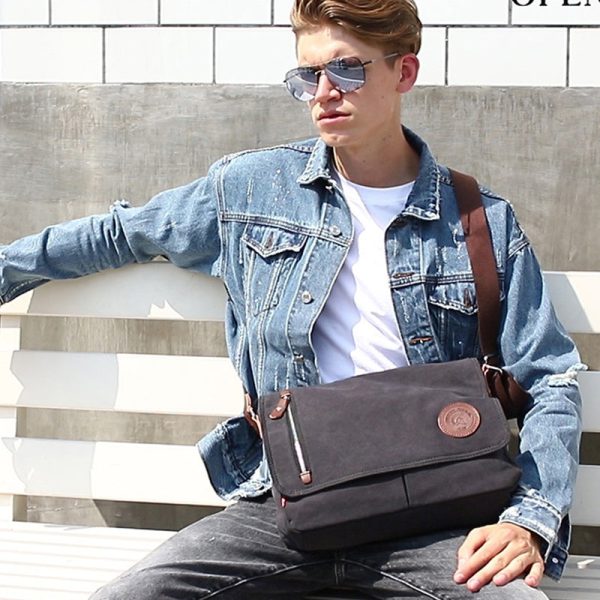 Vintage Canvas Messenger Bag 15.6 in Laptp Bag - Image 5