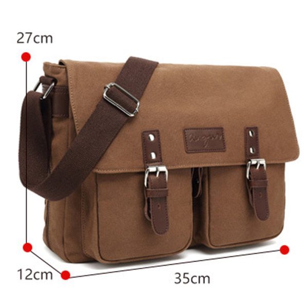 Canvas Messenger Bag Retro Students Book Bag - Image 3