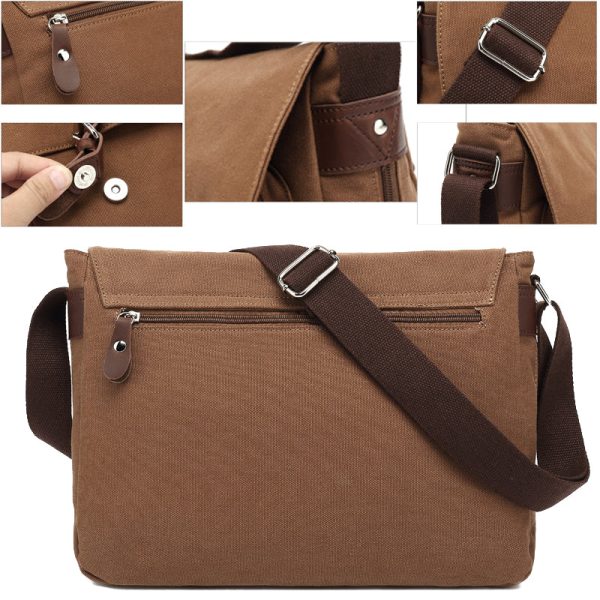 Canvas Messenger Bag Retro Students Book Bag - Image 4