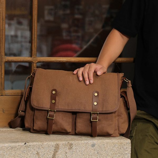 Canvas Messenger Bag Retro Students Book Bag - Image 5