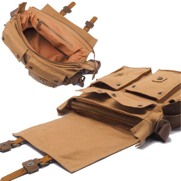 Cross Shoulder Bag Canvas and Leather Satchel - Image 2