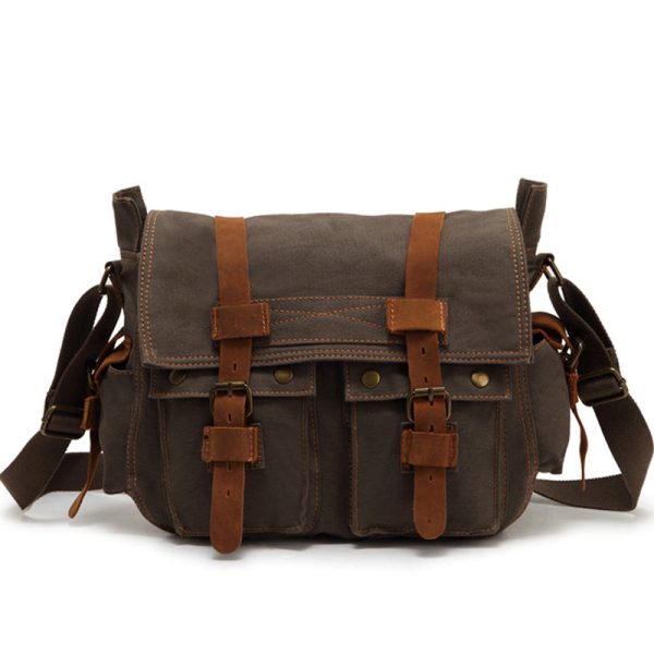 Cross Shoulder Bag Canvas and Leather Satchel - Image 12