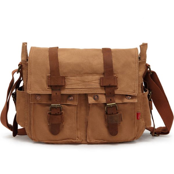Cross Shoulder Bag Canvas and Leather Satchel - Image 13