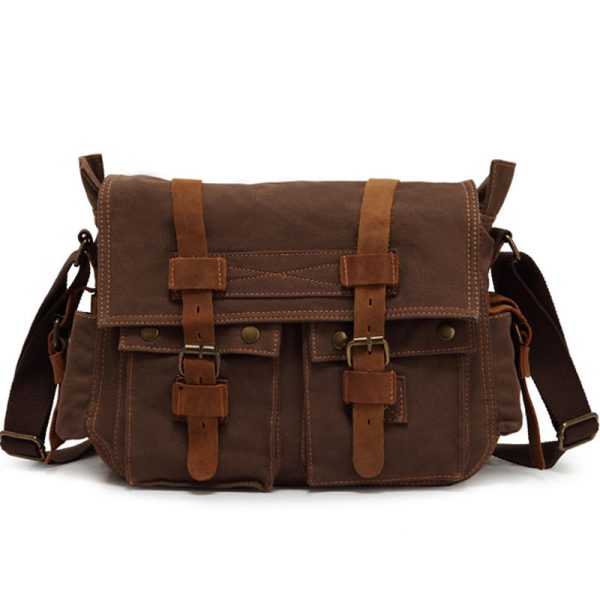 Cross Shoulder Bag Canvas and Leather Satchel - Image 14