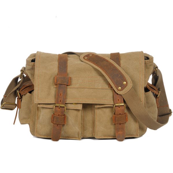 Cross Shoulder Bag Canvas and Leather Satchel - Image 15