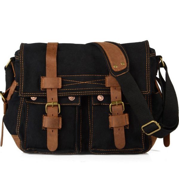 Cross Shoulder Bag Canvas and Leather Satchel - Image 16