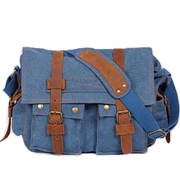 Cross Shoulder Bag Canvas and Leather Satchel - Image 17