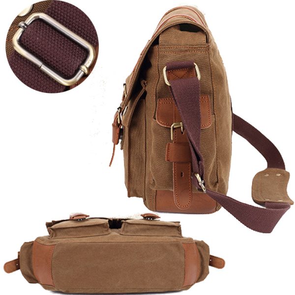 Cross Shoulder Bag Canvas and Leather Satchel - Image 3