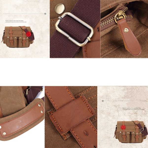 Cross Shoulder Bag Canvas and Leather Satchel - Image 5