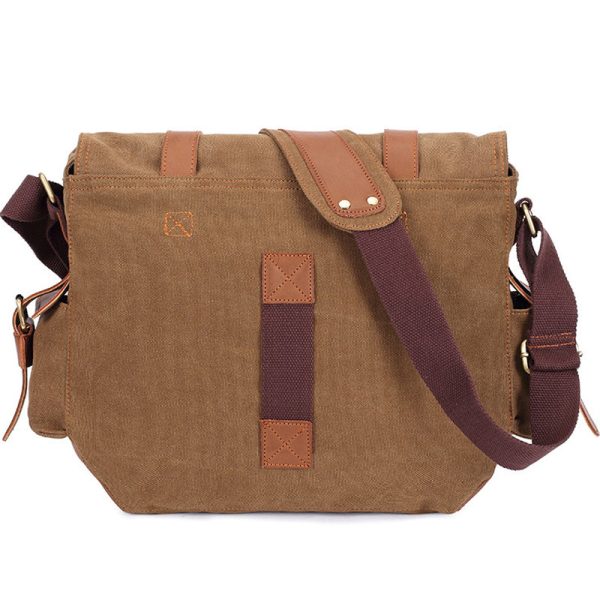 Cross Shoulder Bag Canvas and Leather Satchel - Image 7