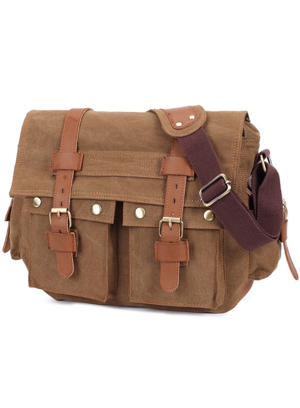 Cross Shoulder Bag Canvas and Leather Satchel