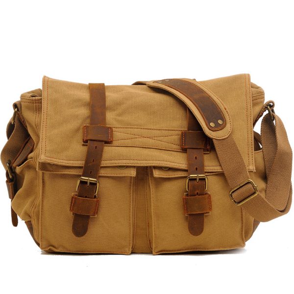 Cross Shoulder Bag Canvas and Leather Satchel - Image 10